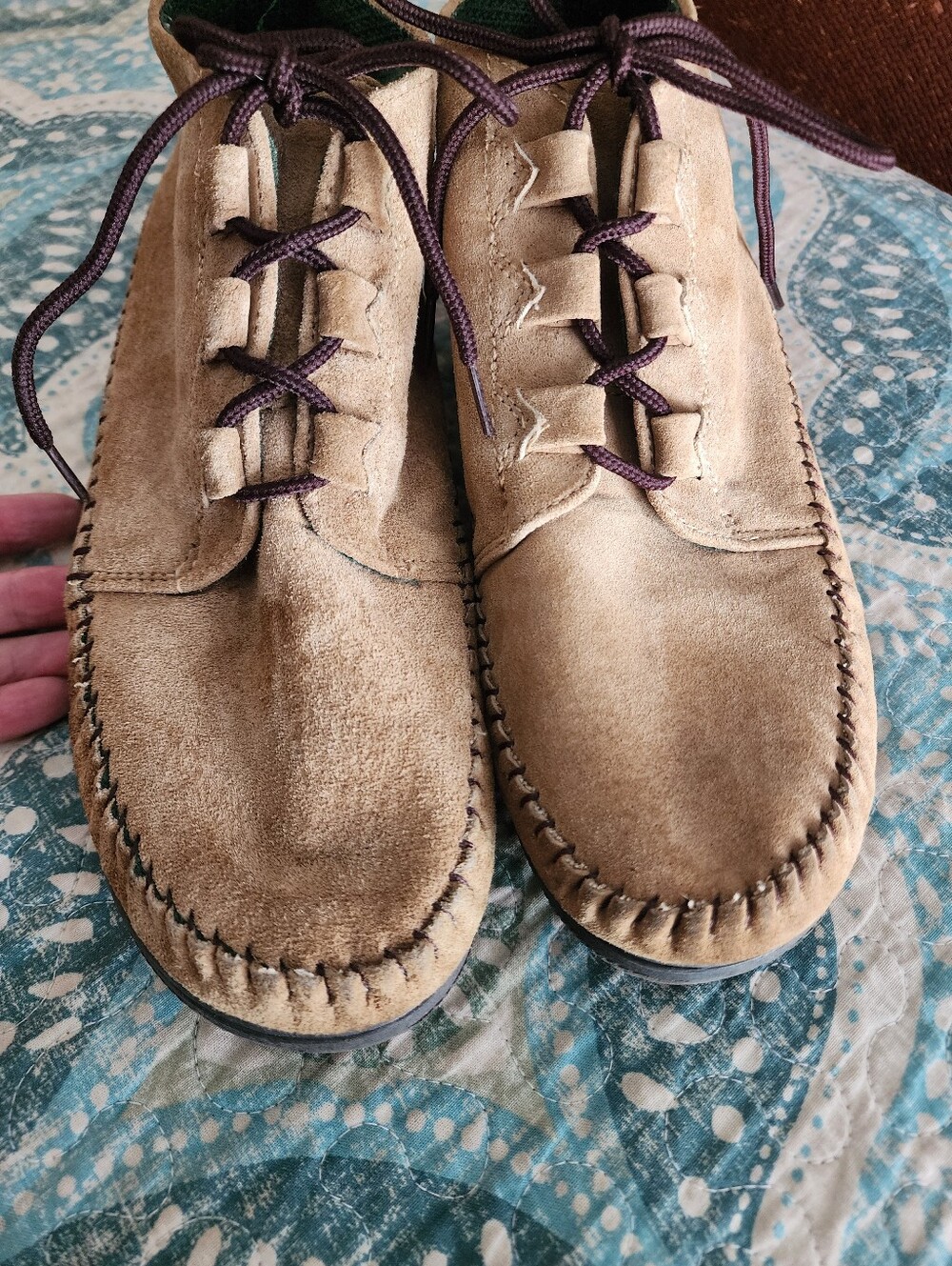 VTG Cheyenne Tan Suede Boho Chukka Ankle Bootie Moccasins - Picture 4 of 9